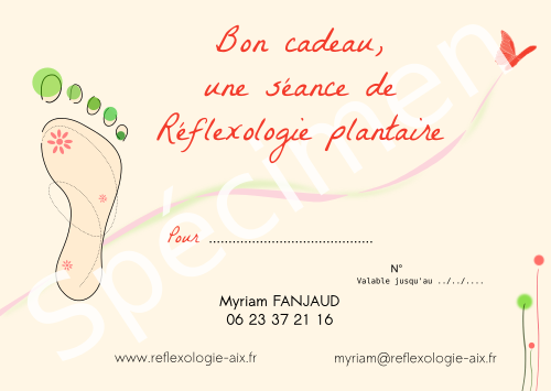 Bon cadeau de réflexologie plantaire sur Aix en Provence